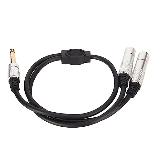 Yunir 1/4-Zoll-Stereo-Splitter-Y-Kabel, 19,7-Zoll-6,35-mm-Mono-Stecker auf Zwei 6,35-mm-Buchsen-Klinkenkabel, Kopfhörer-Adapter, Audio-Lautsprecher-Splitter-Anschluss-Konverter von Yunir