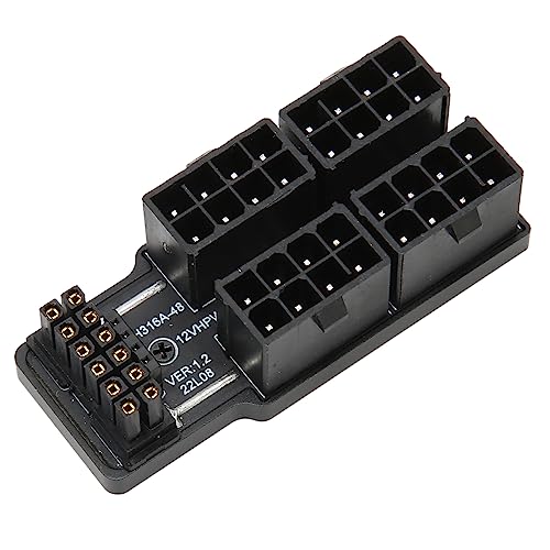 Yunir GPU-Netzteilplatine, 4x8P auf 12VHPWR ATX3.0 PCIE 5.0 12P+4P, 180°-Winkel GPU PCIe-Anschluss Netzteilplatine für Desktop-Grafikkarte (PH316 48 Schwarz) von Yunir