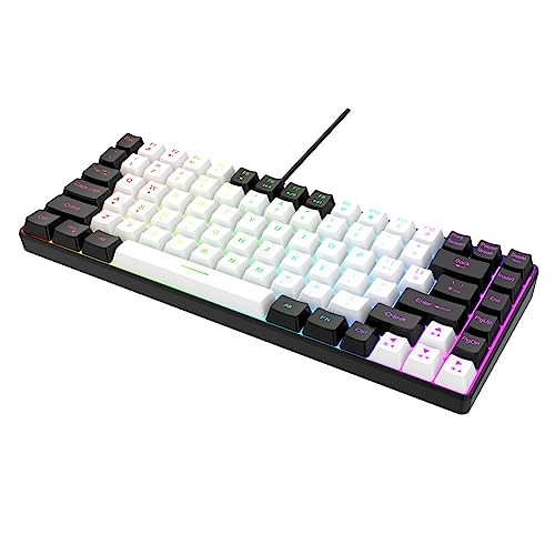 Yunir Mechanische Gaming-Tastatur mit 84 Tasten, Kabelgebundene Computertastatur mit RGB-Hintergrundbeleuchtung Vom Typ C, Ergonomische Handballenauflage für Windows-Laptop-PC-Gamer von Yunir