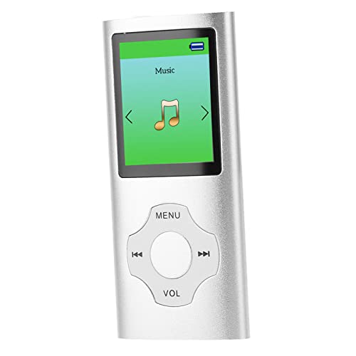 1,8-Zoll-Musik-MP3-MP4-Player, MP3-MP4-Player mit Bis zu 64 GB Erweiterung, Ultradünner MP3-Player, Integriertes UKW-Radio, E-Book-Funktion, Unterstützt Sleep-Shutdown (Silber) von Yunseity