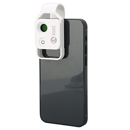 Yunseity 200X Telefonmikroskop, Taschenmikrofon, Kameraobjektivbefestigung mit Universalclip, CPL-Objektiv Eingebettet, für, Android 99% Smartphones(Weiß) von Yunseity
