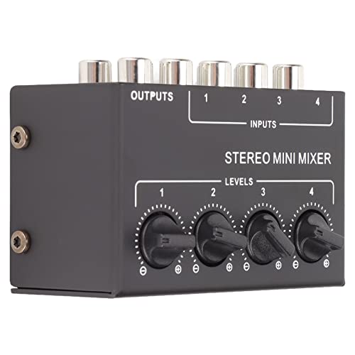 4-Kanal-Mixer, Metall-Audio-Stereo-Line-Mixer, Line-Mixer, 4-Kanal-Lautstärkeanpassung, 1-in-4-out-Stereo-Splitter Zum Mischen von Instrumenten, CD-Playern, Kassettenspielern Usw von Yunseity