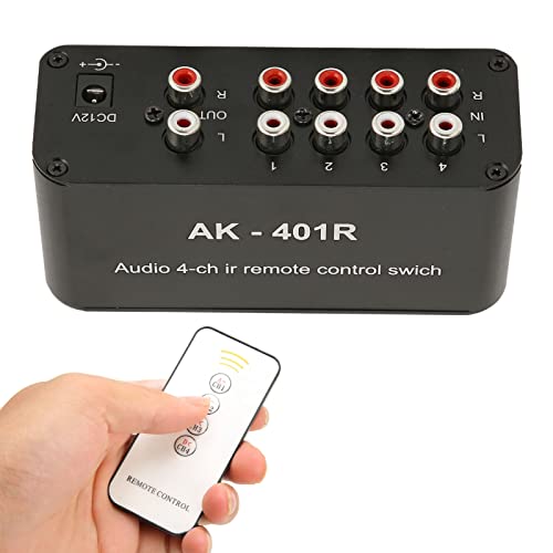 4-Wege-Cinch-Schalter, 4-Ein-4-Aus-AV-Schalter, Umschaltbox, L/R-Stereo-AV-Wahlschalter, mit IR-Fernbedienung, für DVD- und STB-Spielekonsolen 4-Wege-Cinch-Schalter, 4-Ein-4-Aus-AV-Schalter, Umschaltbox, L/R-Stereo-AV-Wahlschalter, mit IR-Fernbedienung, für DVD- und STB-Spielekonsolen von Yunseity