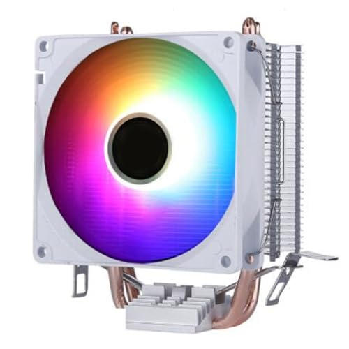 90-mm-RGB-CPU-Kühlerlüfter mit Kühlkörper, 3-poliger 2-Heatpipes-CPU-Lüfter mit Halterung, 2000 ± 10% Geschwindigkeit CPU-Luftkühler für Intel für AMD-Sockel von Yunseity