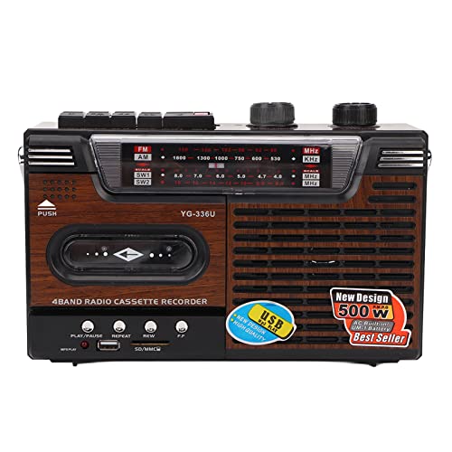 AM-FM-Radio mit Kassettenspieler, Retro-Boombox mit AM-FM-Radio mit Kassettenspieler, Multifunktional, Klassischer Retro-Stil der 80er Jahre, Unterstützt Speicherkarte und USB von Yunseity