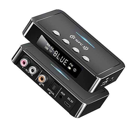 Bluetooth 5.0-Sender und -Empfänger, 3-in-1-NFC-Audioadapter, 3,5-mm-AUX/Cinch/Koaxial/Optisch, für PC-TV-Tablet-Lautsprecher-Heimstereoanlage von Yunseity