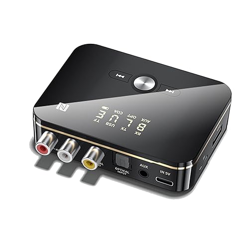Bluetooth 5.0-Sender und -Empfänger, NFC-Audioadapter mit Niedriger Latenz, 3,5-mm-AUX/RCA/Optisch/Koaxial/USB/TF-Karte, für Lautsprecher, Verstärker Usw von Yunseity
