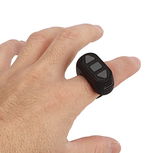 Bluetooth-Fernbedienung Page Turner für Tiktok, Scrolling Ring Clicker für Selfie-Videoaufnahme, Kamera-Auslöser-Fernbedienung für Android, IOS (Schwarz) von Yunseity