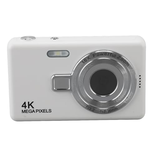Digitalkamera, 12 MP, 16-facher Zoom, 1080P, Studenten-Digitalkamera für Fotografie (White) von Yunseity