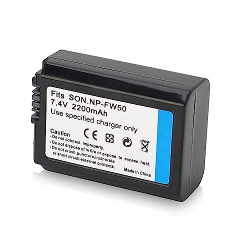 Digitalkamera-Akku, 2200 MAh NP FW50 Akku für A6000, A6500, A6300, A7, A7II, A7SII, A7S, A7S2, A7R, A7R2, A7RII, A55, A5100, RX10, RX10II von Yunseity