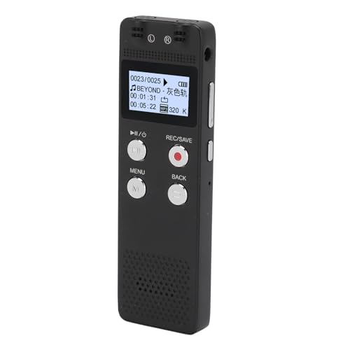 Diktiergerät, Integriert, 72 GB, Klarer Klang, Multifunktional, One-Click-, MP3-Player, Zinklegierung, Digitales Diktiergerät für Vorträge und Besprechungen (16GB) von Yunseity