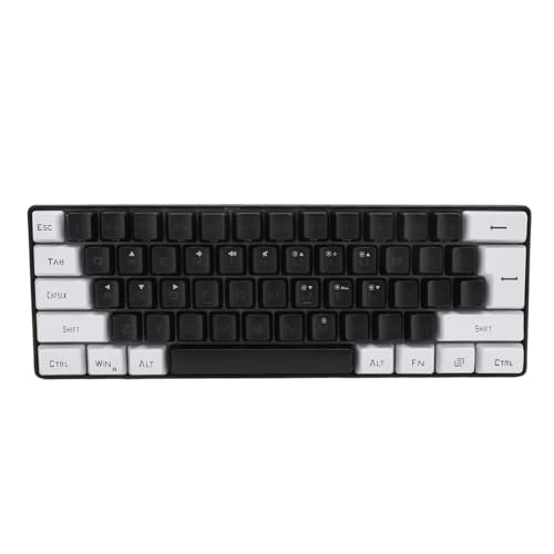 Gaming-Tastatur, Ergonomische Kabelgebundene Tastatur mit 61 Tasten für die Familie (Schwarz und weiß) von Yunseity