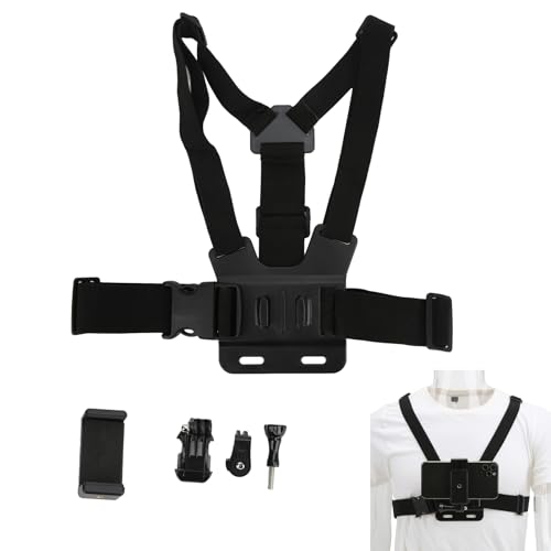 Handy Brusthalterung Kit, Multifunktions Kamera Handy Gurthalter Clips Verstellbarer Fixierungshalterung mit Handy-Clip-Halterung für Videoaufnahmen von Yunseity