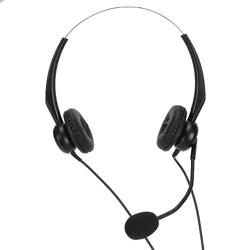 Kabelgebundenes Headset mit Mikrofon, Binaurales Callcenter-Headset mit Weichen Ohrpolstern, Verstellbares Kopfband-Headset mit Geräuschunterdrückung für Büro-Callcenter von Yunseity