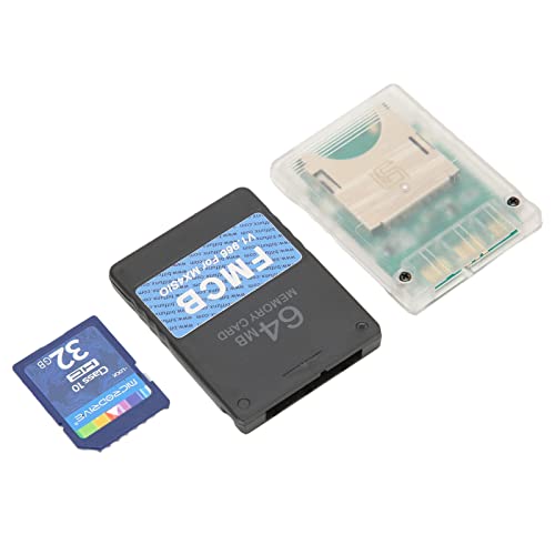 MX4SIO SIO2SD SD-Kartenadapter mit 32G SD-Karte, für PS2-Spielekonsole FMCB-Kartenspeichererweiterungsadapter 64 MB Geeignet für OPL 1.2.0 Fette Konsolen von Yunseity