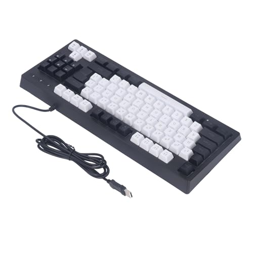 Mechanische Gaming-Tastatur, Double-Shot-Spritzguss, RGB-Hintergrundbeleuchtung, Plug-and-Play-Gaming-Tastatur, 87 Tasten für Dormitoey für Büro (Schwarz und weiß) von Yunseity