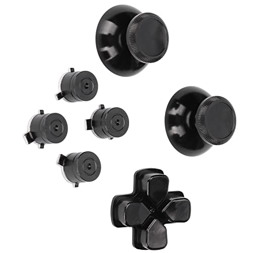 Metall-Thumbsticks für PS5-Controller, Ersatz-Joystick aus Aluminiumlegierung, Analog-Thumbstick, ABXY-Tasten, Ersatz-Kits(Schwarz) von Yunseity