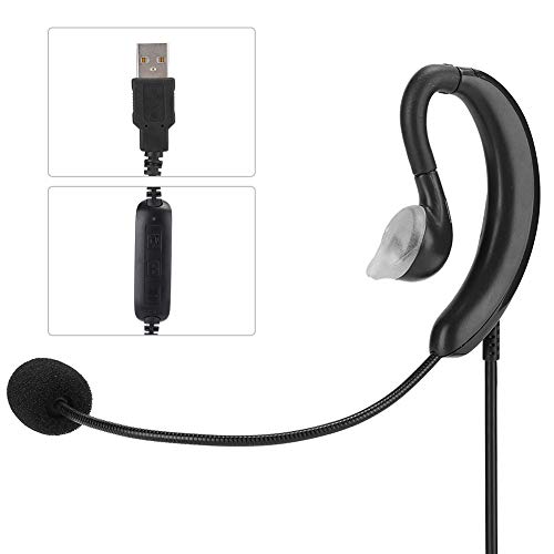 Ohrbügel-Ohrhörer, Einseitiger USB-Ohrhörer-Kopfhörer, Computer-Headset mit Mikrofon, Unterstützt EIN-Tasten-Stummschaltung, für Online-Chat-Software von Yunseity