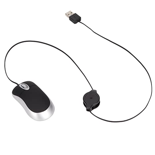 Optische -Reisemaus mit Kabel, Tragbare Optische USB-Maus mit 68 cm Verstellbarem Einziehbarem Kabel für Computer und Laptops, Plug-and-Play, Kompakt und Leicht von Yunseity
