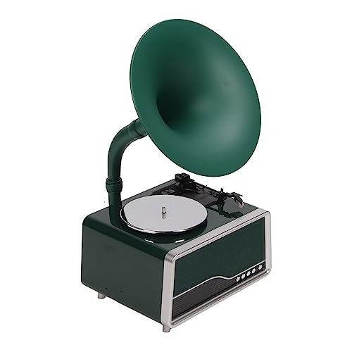 Plattenspieler mit Eingebauten Lautsprechern, 3-Gang-Jukebox-Vintage-Grammophon mit Bluetooth, USB-Anschluss, UKW-Radiofunktion Heimdekorationsgeschenk (Schwarzgrün) von Yunseity