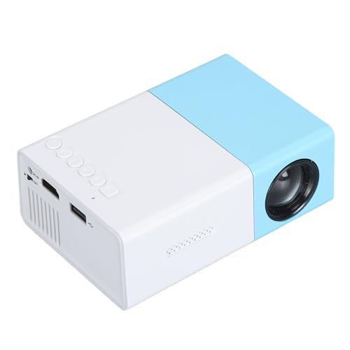 Projektor, Tragbarer Multi-Port-Filmprojektor Blau Weiß 1080P Full HD für für TV-Boxen (EU-Stecker) von Yunseity