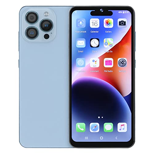 Smartphone mit Großem Bildschirm, 100–240 V, 2 SIM-Karten Entsperrt, 4 + 64 GB Speicher, Kamera Vorne und Hinten, Ultra-HD-Display für den Täglichen Gebrauch (Blue) von Yunseity