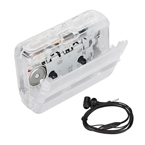 Tragbarer Kassettenspieler UKW-Radio Tragbarer Retro-Mikrokassettenspieler Klassischer Kassettenspieler mit 3,5-mm-AUX-Anschluss und Bluetooth (Transparent) von Yunseity