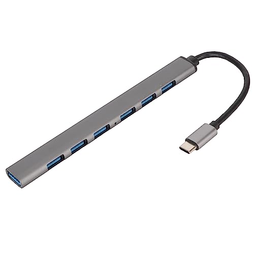 USB-C-Hub mit 7 Anschlüssen, 5 Gbit/s, Typ C auf USB-Hub, USB-Splitter, USB C auf USB-Multiport-Adapter für Tastatur, Maus, Kartenleser und Weitere USB-Typ-C-Geräte von Yunseity