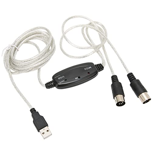 USB-MIDI-Kabel, MIDI-zu-USB-In-Out-Kabel-Adapter-Konverter, Verbindet Klaviertastatur mit PC, Computer, Synthesizer, für Windows, Mac OS, 2 M von Yunseity