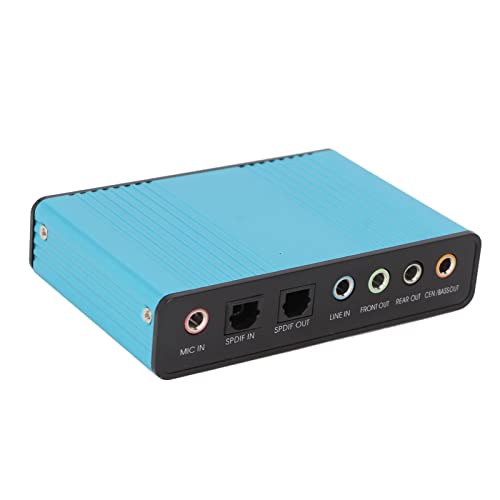 USB-Soundkarte 5.1-Kanal, Mehrere Schnittstellen, PC-Sound-Upgrade, 48 kHz Abtastrate, Externe USB-Soundkarte (Blue) von Yunseity