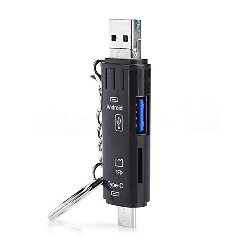 USB Typ C OTG Adapter, Tragbarer Speicherkartenleser, USB 2.0/Typ C/Micro USB Adapter und OTG Funktion, für PC, Laptop, Smartphones, Tablets (Black) von Yunseity