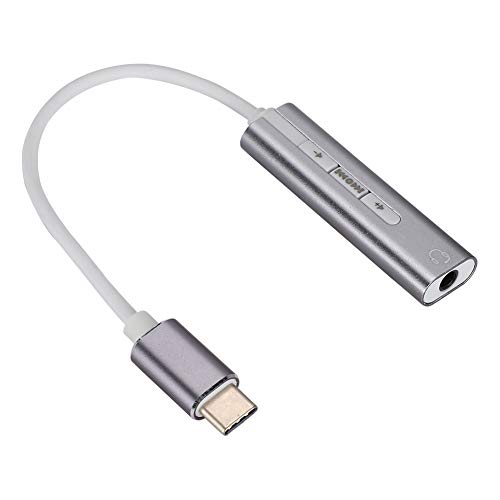 USB-Typ-C-auf-3,5-mm-Kopfhörerbuchsenadapter, Externe Stereo-Soundkarte für Windows/Vista/XP, für Linux/OS X10 Usw.(Grau) von Yunseity