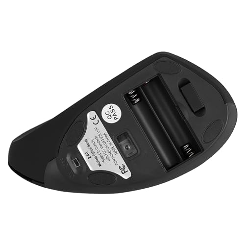 Vertikale Maus, 2,4 GHz Wireless Ergonomische Maus Optische Gaming-Maus Verzögerungsfrei, 3 Einstellbare DPI 800/1200/1600 Stufen 6 Tasten, für PC, Laptop(Schwarz) von Yunseity