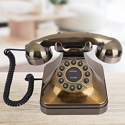 Vintage Telefon, Schreibtischtelefon Antik Bronze Telefon, Retro Classic Old Fashion Schnurgebundenes Festnetztelefon, Büro Home Schlafzimmer Dekor von Yunseity