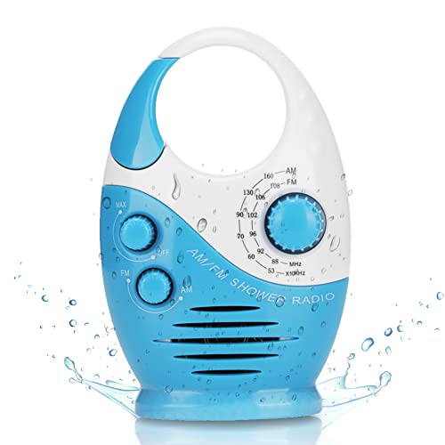 Yunseity Wasserdichtes Duschradio, Tragbares AM-FM-Radio mit Hakendesign, Batteriebetriebenes Radio, Eingebauter Lautsprecher, für Badezimmer, Küche, Außenbereich Yunseity Wasserdichtes Duschradio, Tragbares AM-FM-Radio mit Hakendesign, Batteriebetriebenes Radio, Eingebauter Lautsprecher, für Badezimmer, Küche, Außenbereich von Yunseity