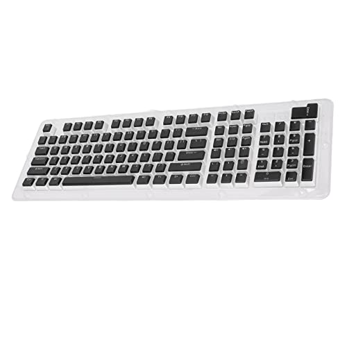 Yunseity 110 Tastenkappen, Double Shot FOS Step Keyboard Keycaps Set, OEM Gaming Keycaps, für die Meisten 61, 64, 68, 72, 82, 84, 87, 104, 108 Mechanischen Tastaturen (Schwarzer Knopf, von Yunseity