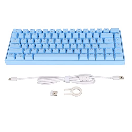 Yunseity 2.4G Wireless//Wired Blue Mechanische Tastatur, 82 Tasten 3 Modi RGB-Tastatur mit Hintergrundbeleuchtung, Wiederaufladbarer Akku, für, Andriod, IOS (Blauer Schalter) von Yunseity
