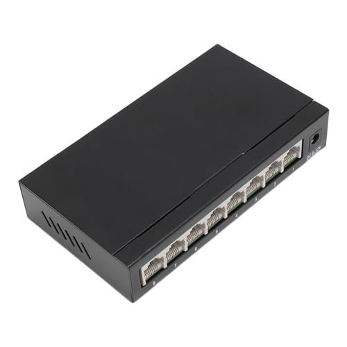 Yunseity 8-Port-Gigabit-Unmanaged-Ethernet-Netzwerk-Switch, Office-Ethernet-Splitter, Plug-and-Play, Metallgehäuse, Desktop- oder Wandmontage (EU-Stecker) von Yunseity