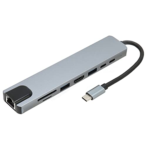 Yunseity 8 in 1 USB C Hub, Typ C zu PD USB C USB3.0 USB2.0 TF SD-Karte RJ45 HDMI Dock, für OS X, Windows, Android von Yunseity