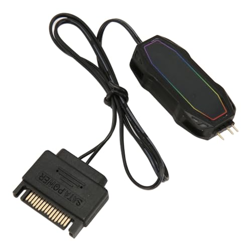 Yunseity ARGB-Controller, Geschwindigkeit, Helligkeit Einstellbar, 5 V, 3-polig, SATA-Netzteil, ARGB-PC-Lüfter-Controller, SATA-Netzteil, Lichtstreifen-Fernbedienung von Yunseity
