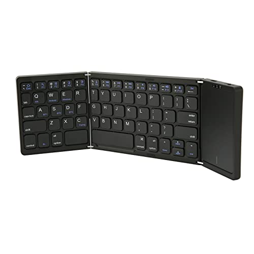 Yunseity BT Faltbare Tastatur B089T, Kabellose -Tastatur mit Touchpad 64 Tasten, Wiederaufladbarer Magnetverschluss, Ultradünne Faltbare Tastatur (Schwarz) von Yunseity