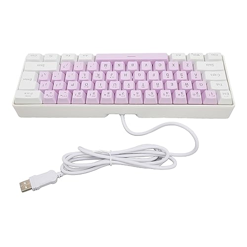 Yunseity Computertastatur, Kabelgebunden, Gaming-Tastatur, UV-beschichtete Tastaturen, Kontrastfarbe, 61 Tasten für Desktop-Laptop (Weiß Lila) von Yunseity