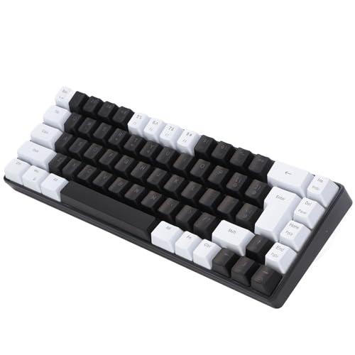 Yunseity Computertastatur, Plug-and-Play, Kabelgebunden, Ergonomisches Design, Kontrastfarbe, 68 Tasten, Membran-Gaming-Tastatur für Schlafsäle (weiß schwarz) von Yunseity
