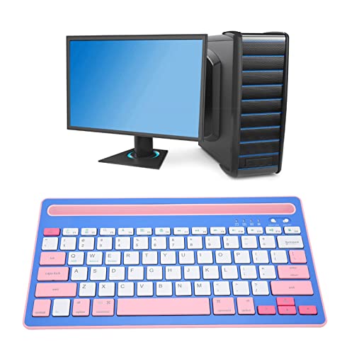 Yunseity Drahtlose -Tastatur, Bunte Wiederaufladbare Tablet-Tastatur, Multi-Device-Tastatur für Windows, IOS, Android (Purpur Rosa) von Yunseity