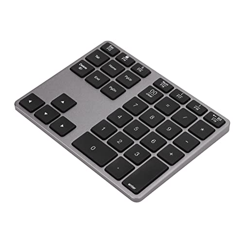 Yunseity Drahtloser Ziffernblock, 35 Tasten Bluetooth 5.0 Numpad, Wiederaufladbarer Nummernblock, für Windows Mac Laptop Desktop PC (Eisengrau) von Yunseity