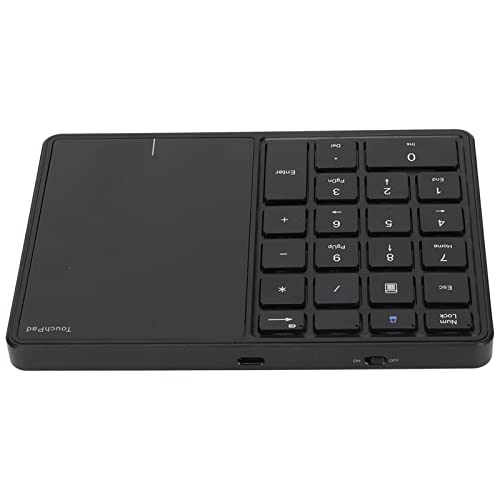 Yunseity Drahtloser Ziffernblock, Touchpad-Design, Tragbar, 22 Tasten, 2,4 G, Ziffernblock, Ziffernblock mit Typ-C-Schnittstelle für Laptop, PC, Desktop (Black) von Yunseity