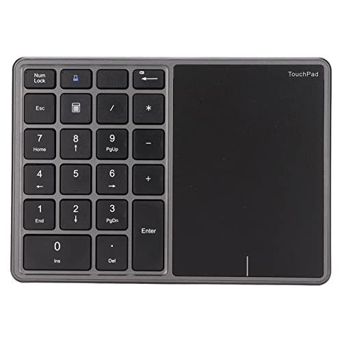 Yunseity Drahtloser Ziffernblock, Touchpad-Design, Tragbar, 22 Tasten, 2,4 G, Ziffernblock, Ziffernblock mit Typ-C-Schnittstelle für Laptop, PC, Desktop (Gray) von Yunseity