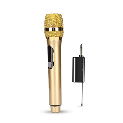 Yunseity Drahtloses Mikrofon, Dynamisches Karaoke-Handmikrofon mit LED-Bildschirm, Handmikrofonsystem mit Empfänger, für Zuhause, Party, Singen, Outdoor(Gold) von Yunseity