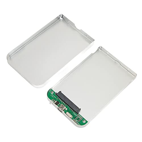 Yunseity Externes 2,5-Zoll-Festplattengehäuse, Werkzeuglos, USB 2.0 auf SATA für 7-mm- und 9,5-mm-SATA-HDD-SSD, Aluminiumlegierung (Silber) von Yunseity