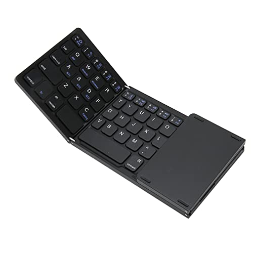 Yunseity Faltbare Bluetooth-Tastatur, 64 Tasten, Tragbare Kabellose Tastatur mit Touchpad, Wiederaufladbare Taschen-Klapptastatur, Unterstützt 3 Geräte für Tablet und Laptop von Yunseity